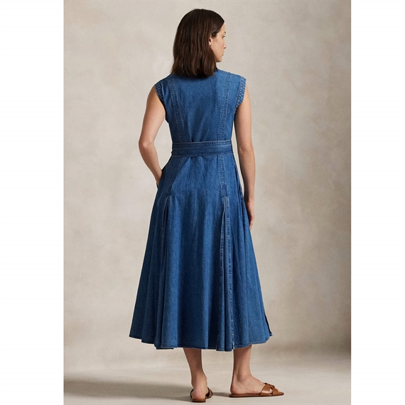 Polo Ralph Lauren Belted Denim Sleeveless Kjole, Indigo 